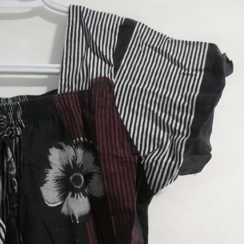 Handmade Patchwork Floral and Stripe Short Sleeve Square Neck Dress | BNWOT - Picture 5 of 14